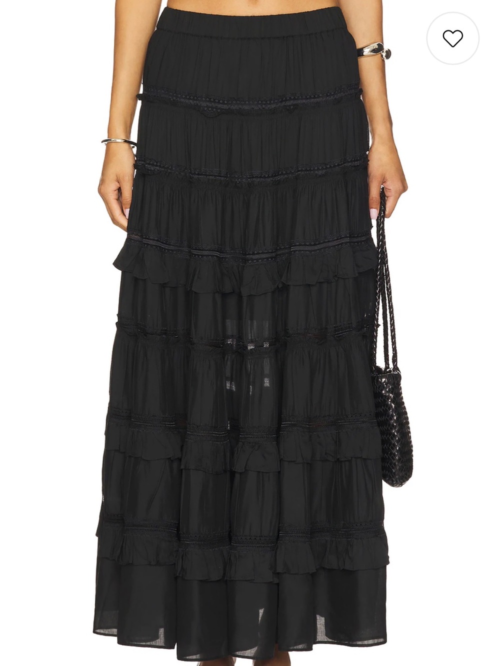 Boho Tiered Black Maxi Skirt